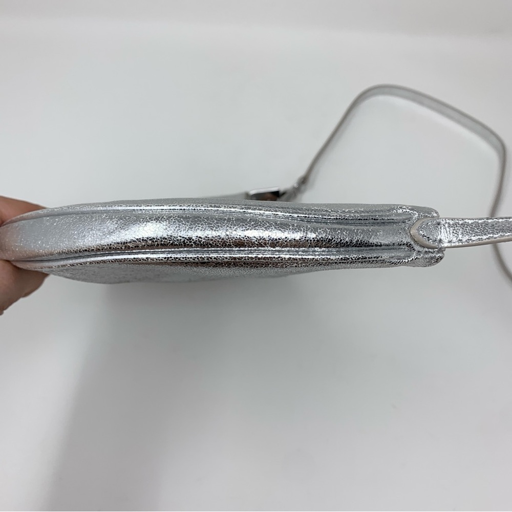 Staud Walker Shoulder Bag Silver Metallic Leather Crescent Half Moon - Picture 9 of 16